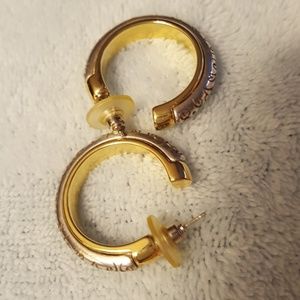 Silver and gold engraved earrings